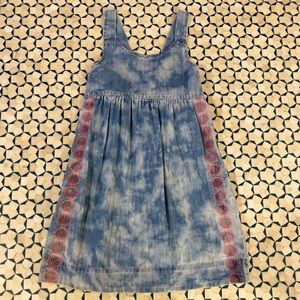 EGG Girls Chambray Dress with Pink Embroidered Shells size 8